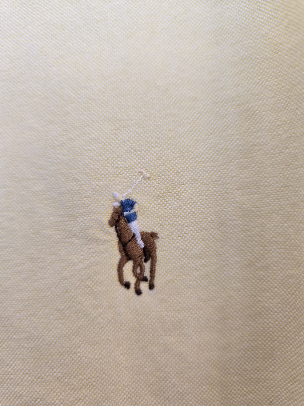 Ralph Lauren Butter Yellow Classic Button-Down Brown Polo Pony Preppy Old Money - Picture 4 of 14